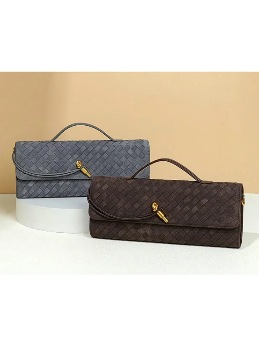 Chic Suede Woven Evening Clutch | Stylish Crossbody Shoulder Hobo Purse